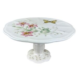 NEW Lenox Butterfly Meadow SMALL PEDESTAL CAKE PLATE 8" Porcelain NOS Retired